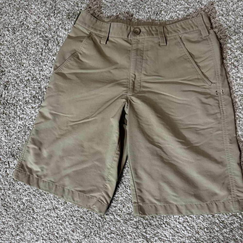Under Armour Shorts Mens 28 Khaki Chino Stretch Performance Lightweight Casual